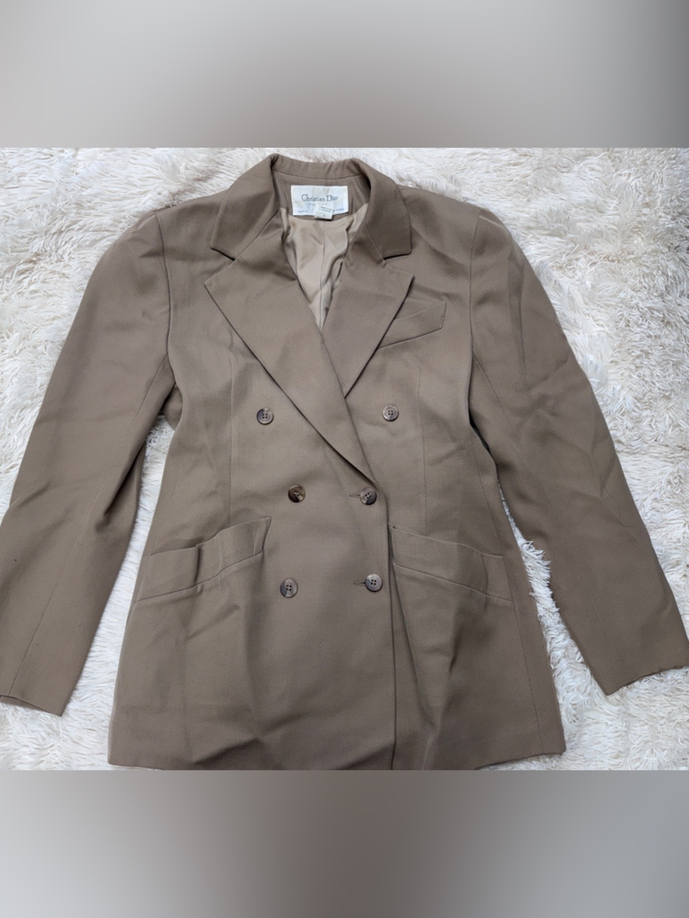 Vintage Christian Dior Double-Breasted Blazer Jacket - Women’s 12, Tan